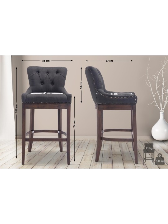 Taburet de bar Tesatura Lakewood, antic, gri închis