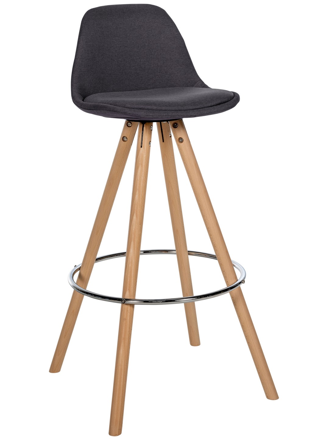 Taburet de bar Tesatura Corbin rotund natural, gri închis