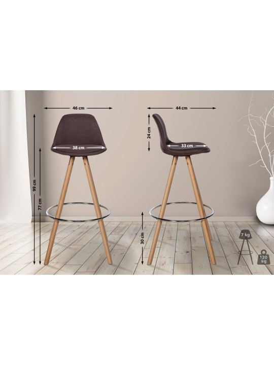 Taburet de bar Tesatura Corbin rotund natural, maro