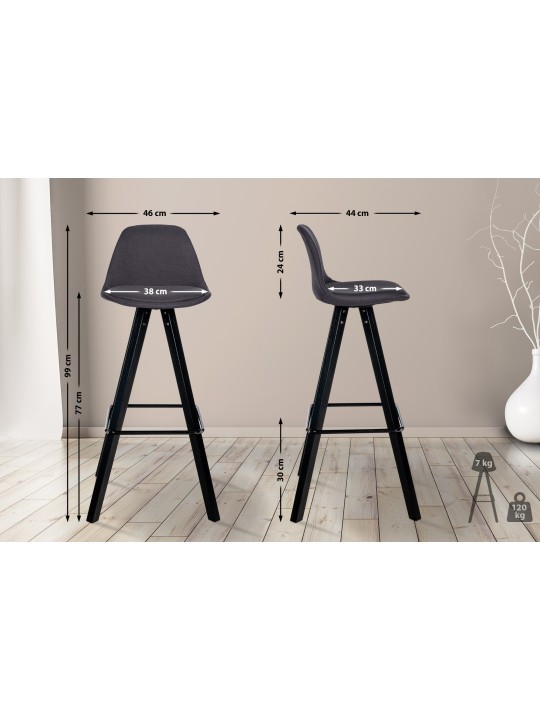 Scaun de bar Tesatura Corbin Patrat, gri închis Scaun de bar Tesatura Corbin Patrat, gri închis