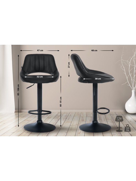 Scaun de bar Milet imitatie piele, negru