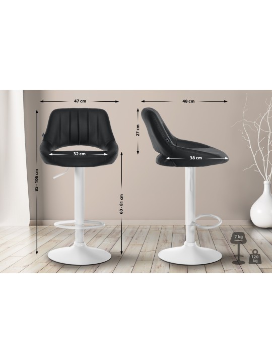 Set 2 taburete de bar Milet imitatie piele W, negru