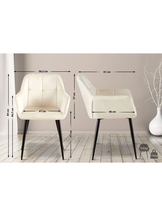 Scaun vizitator catifea Emia, crem Scaun vizitator catifea Emia, crem