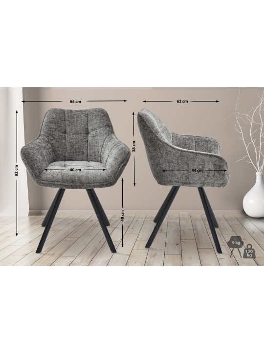 Scaun de sufragerie din material Scott, gri închis