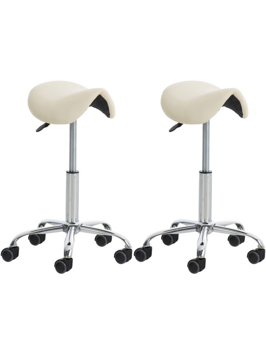 Set 2 scaune de lucru Reno imitatie piele, crem