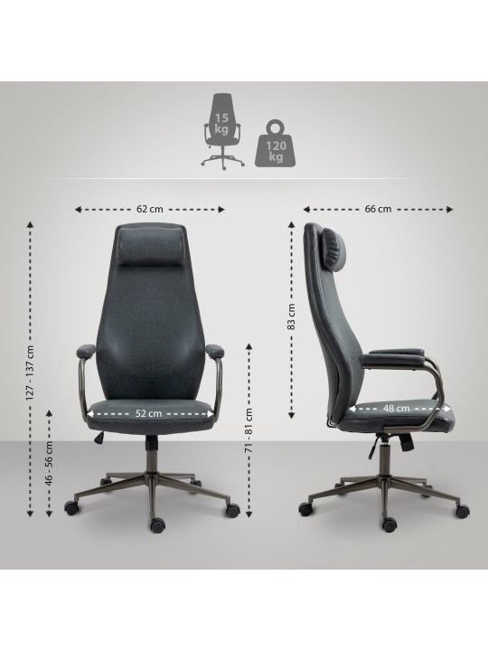 Scaun de birou Pocatello, negru antic