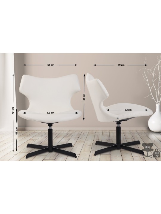 Sezlong Welland imitatie piele, alb