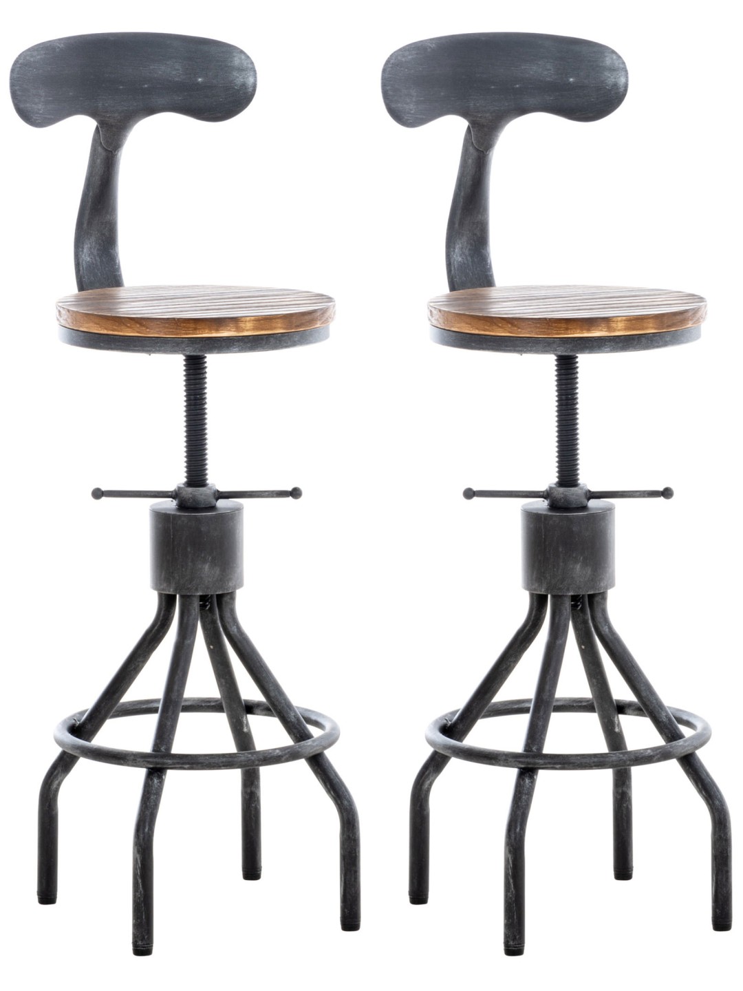 Set 2 scaune de bar Hanam, argint antic