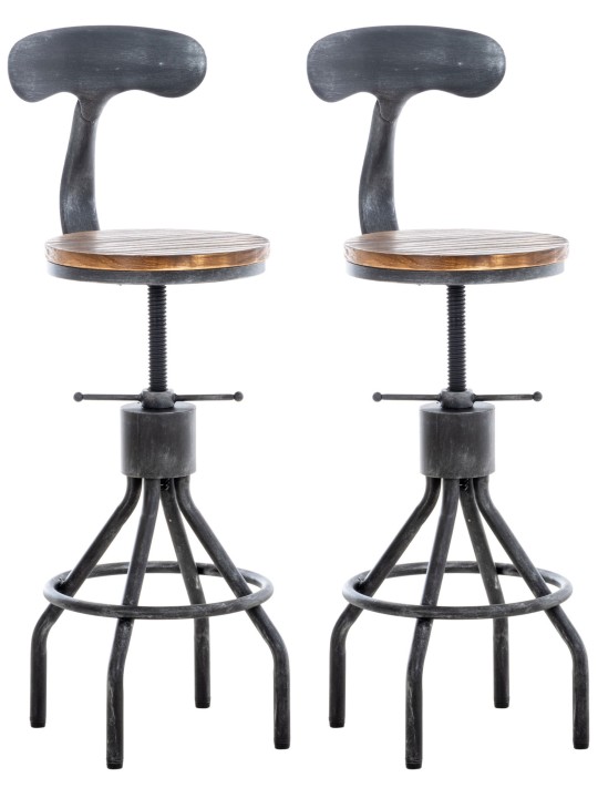 Set 2 scaune de bar Hanam, argint antic Set 2 scaune de bar Hanam, argint antic