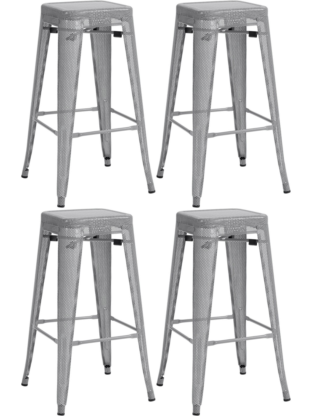 Set 4 scaune de bar Fletcher, argintiu