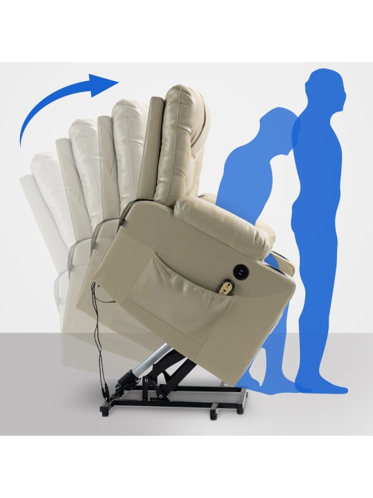 Fotoliu Andover imitatie de piele, crem