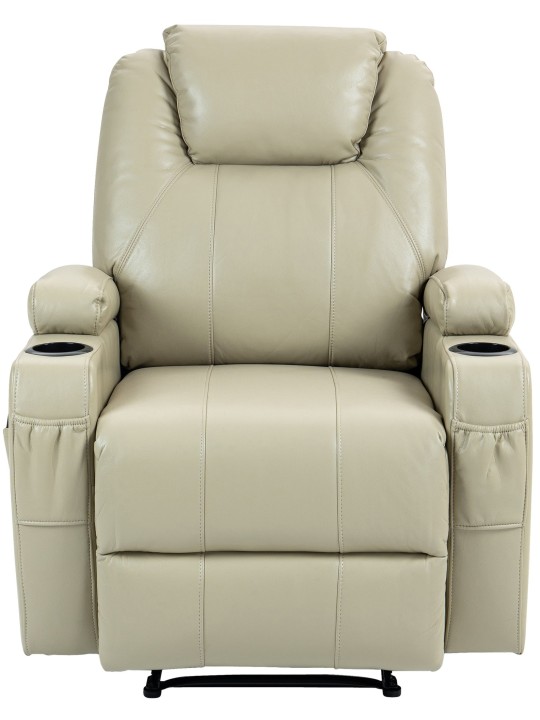 Fotoliu Hepler cu functie de masaj imitatie piele, crem