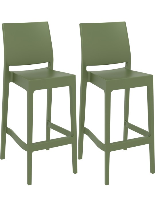 Set 2 scaune de bar Maya, măsliniu
