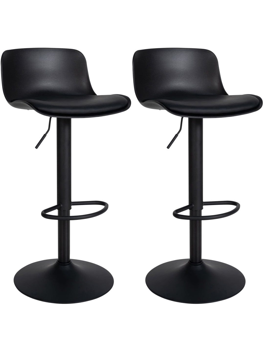 Set 2 taburete de bar Almada imitatie piele, negru