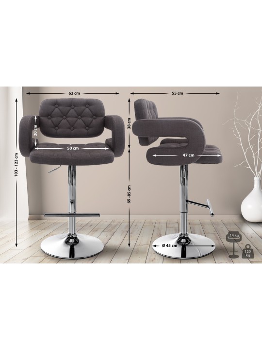 Scaun de bar Dublin FABRIC C, gri închis Scaun de bar Dublin FABRIC C, gri închis