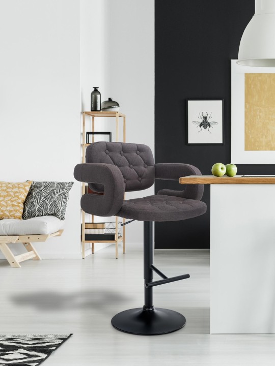 Scaun de bar Dublin FABRIC, gri închis