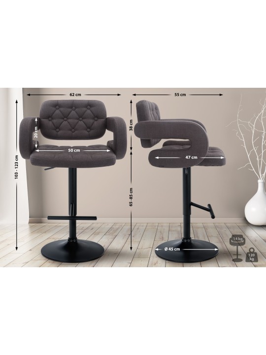 Scaun de bar Dublin FABRIC, gri închis