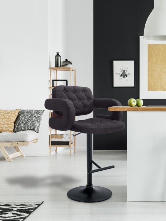 Scaun de bar Dublin FABRIC, negru