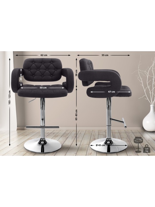 Set 2 scaune de bar tesatura Dublin C, negru Set 2 scaune de bar tesatura Dublin C, negru