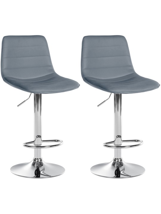 Set 2 scaune de bar Lex imitatie piele C, gri