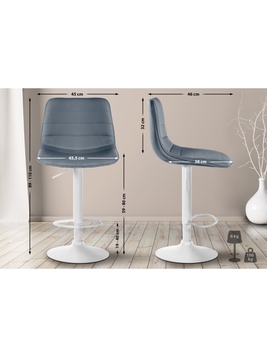 Set 2 scaune de bar Lex imitatie piele W, gri