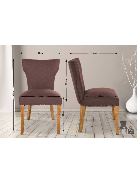 Set 2 scaune de sufragerie tesatura Zadar antic-luminoasa, maro