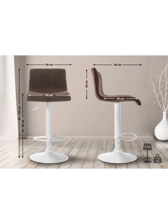 Scaun de bar țesătură Hoover W, maro