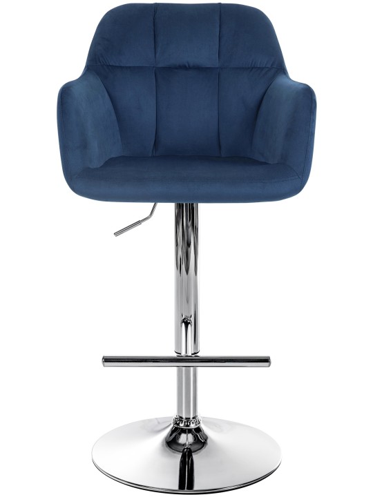 Scaun de bar Natoma catifea crom, albastru