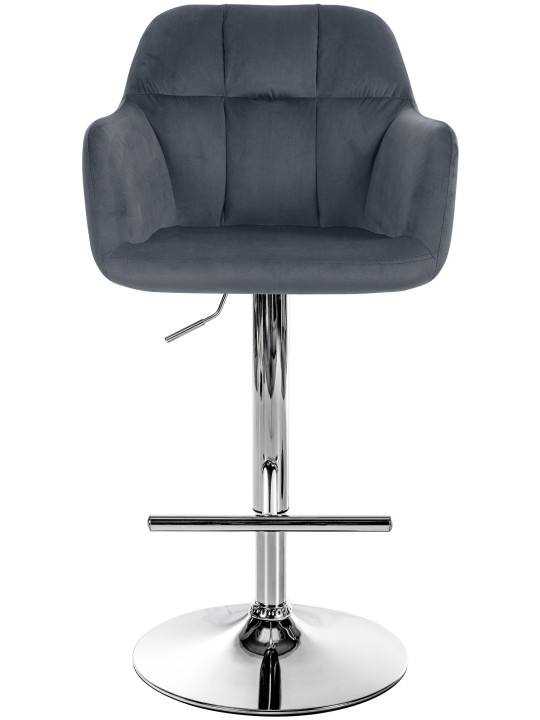 Scaun de bar Natoma catifea crom, gri închis Scaun de bar Natoma catifea crom, gri închis