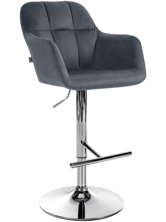 Scaun de bar Natoma catifea crom, gri închis Scaun de bar Natoma catifea crom, gri închis