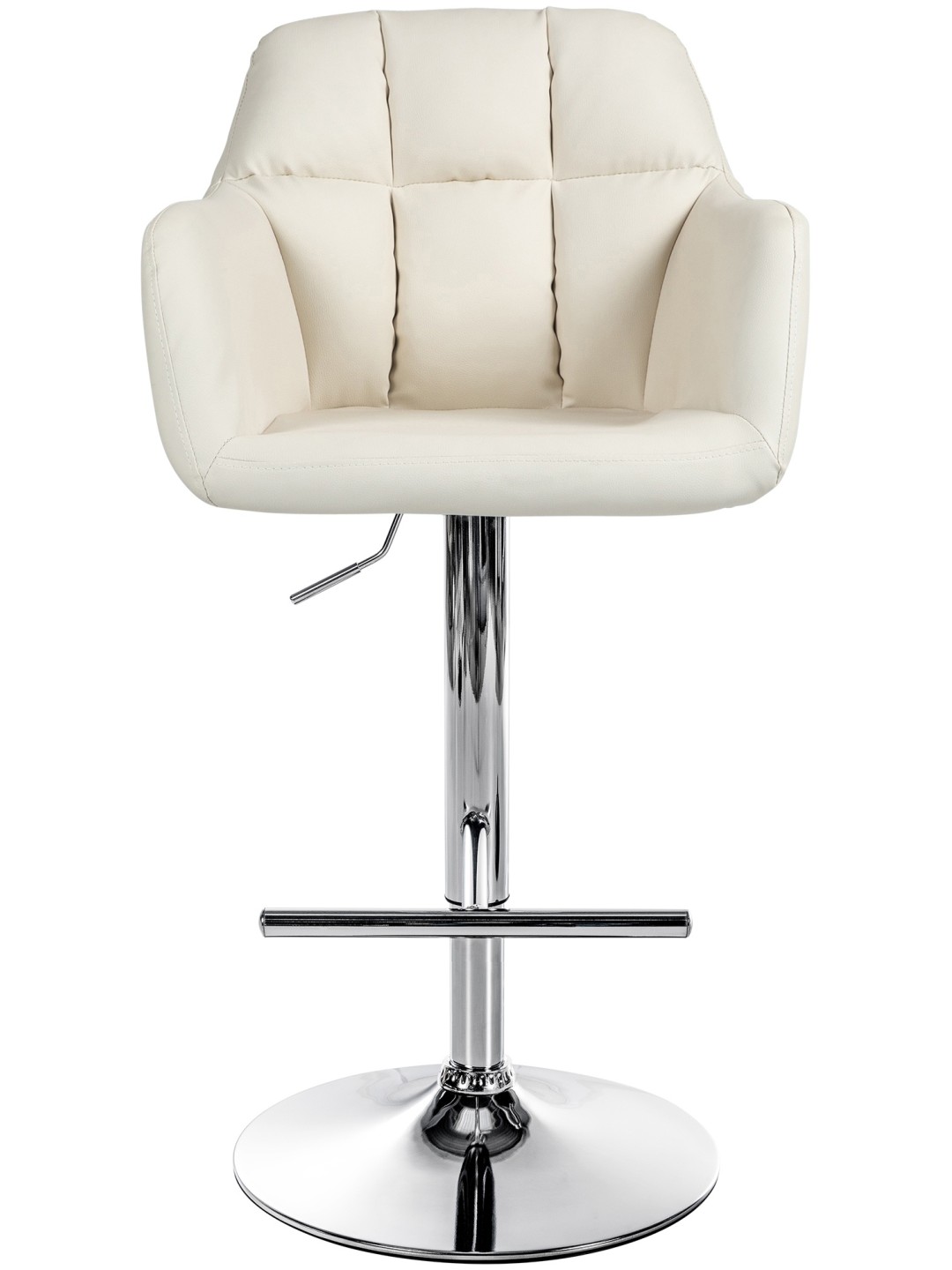 Scaun de bar Natoma imitatie piele crom, crem