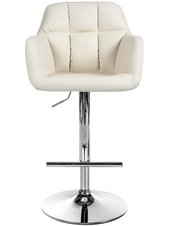 Scaun de bar Natoma imitatie piele crom, crem