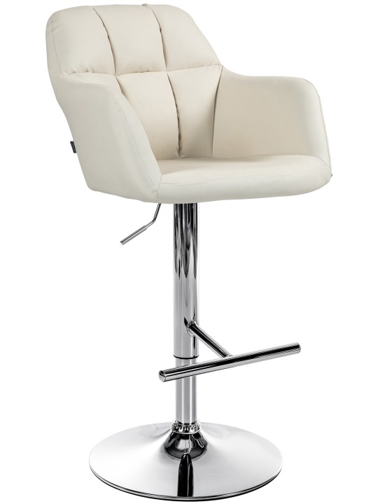 Scaun de bar Natoma imitatie piele crom, crem