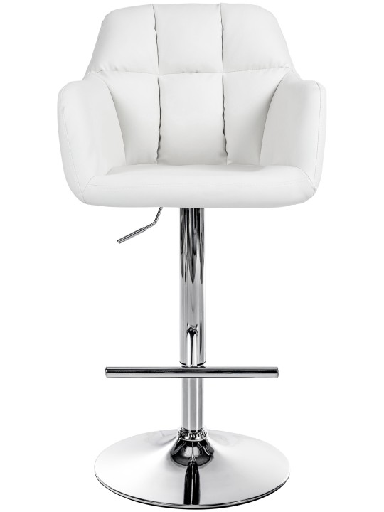 Scaun de bar Natoma imitatie piele crom, alb