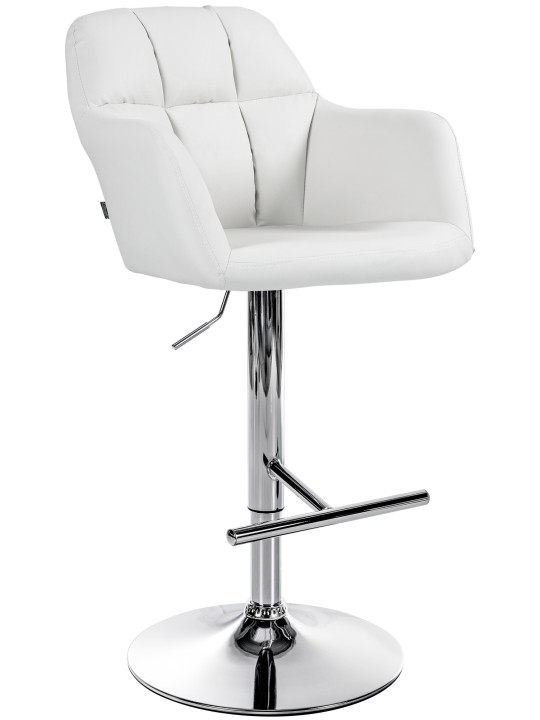 Scaun de bar Natoma imitatie piele crom, alb