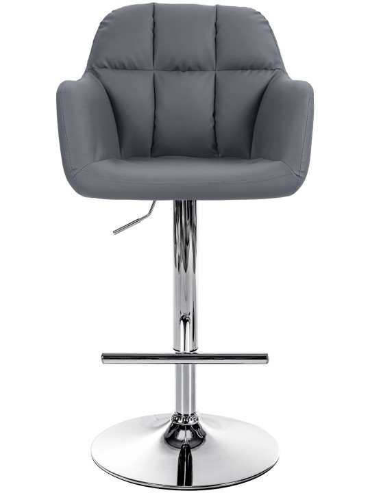 Scaun de bar Natoma imitatie piele crom, gri Scaun de bar Natoma imitatie piele crom, gri