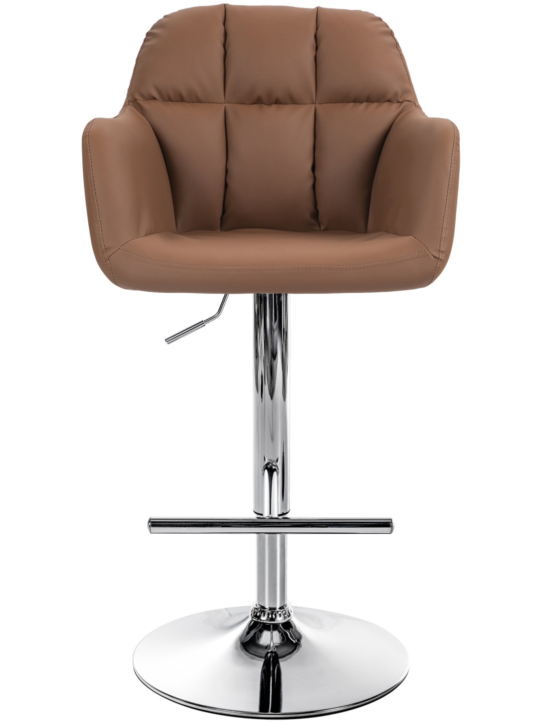 Scaun de bar Natoma imitatie piele crom, maro deschis