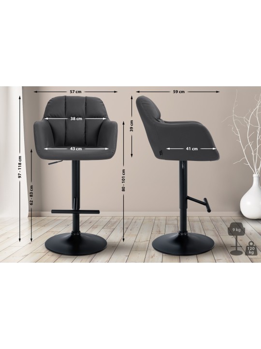 Scaun de bar Natoma imitatie piele, negru