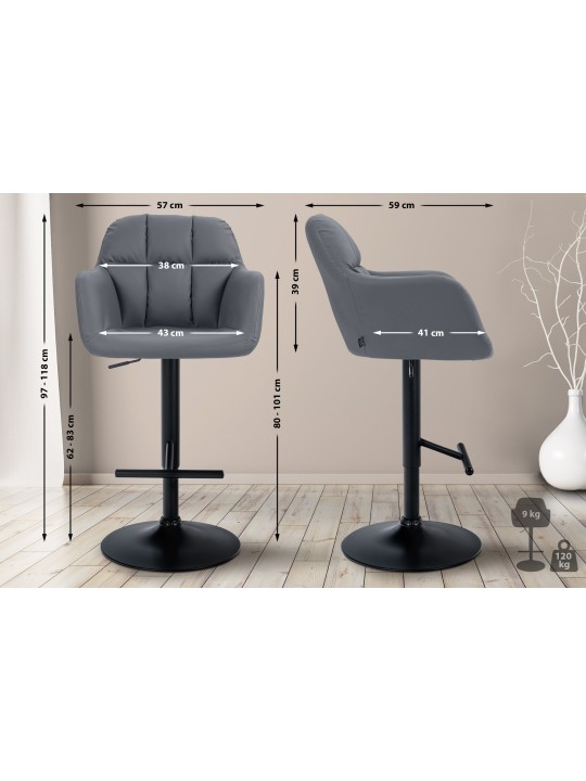 Scaun de bar Natoma imitatie piele, gri