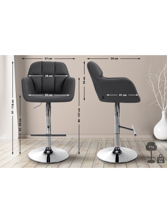 Scaun de bar Natoma imitatie piele crom, negru Scaun de bar Natoma imitatie piele crom, negru