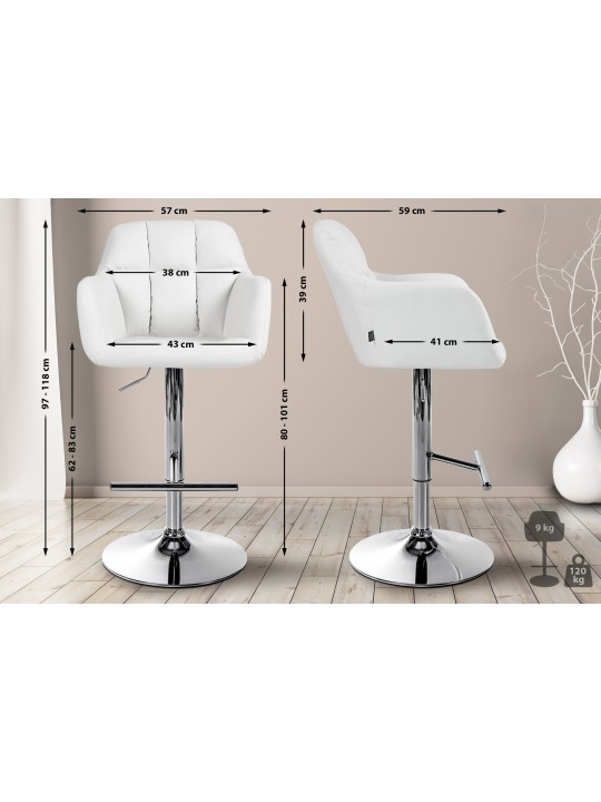 Scaun de bar Natoma imitatie piele crom, alb