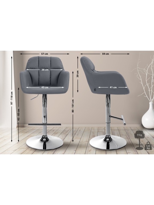 Scaun de bar Natoma imitatie piele crom, gri Scaun de bar Natoma imitatie piele crom, gri