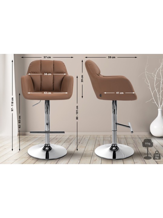 Scaun de bar Natoma imitatie piele crom, maro deschis Scaun de bar Natoma imitatie piele crom, maro deschis