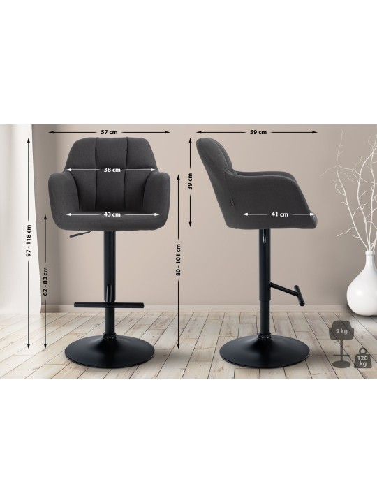 Scaun bar Natoma stofa, negru Scaun bar Natoma stofa, negru