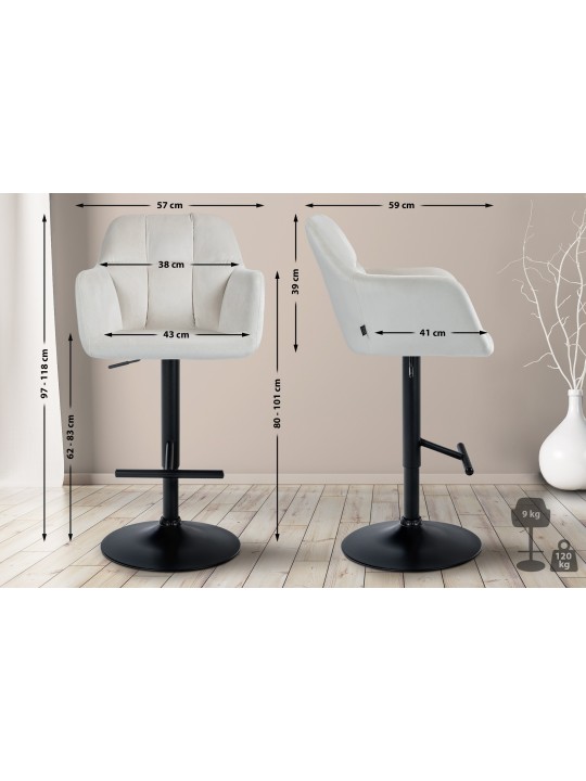 Scaun de bar Natoma catifea, crem