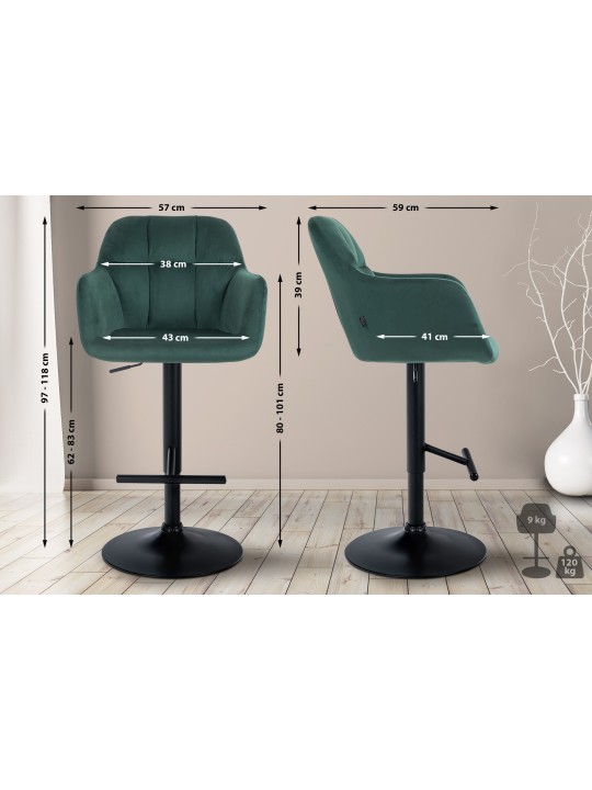 Scaun de bar Natoma catifea, verde