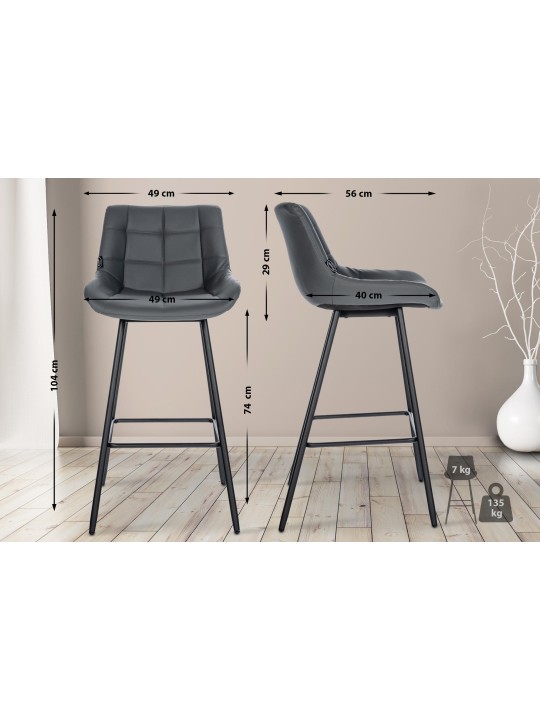 Scaun de bar Weston imitatie piele, gri