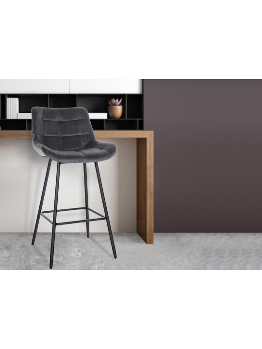 Scaun de bar Weston catifea, gri închis