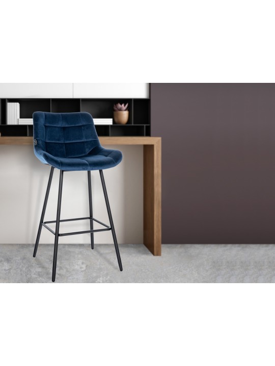 Scaun de bar Weston catifea, albastru