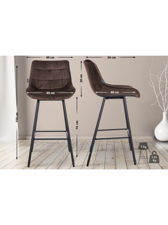 Scaun de bar Weston catifea, maro